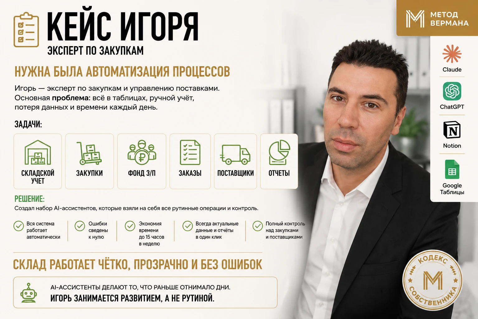 Кейс Игоря — эксперт по закупкам